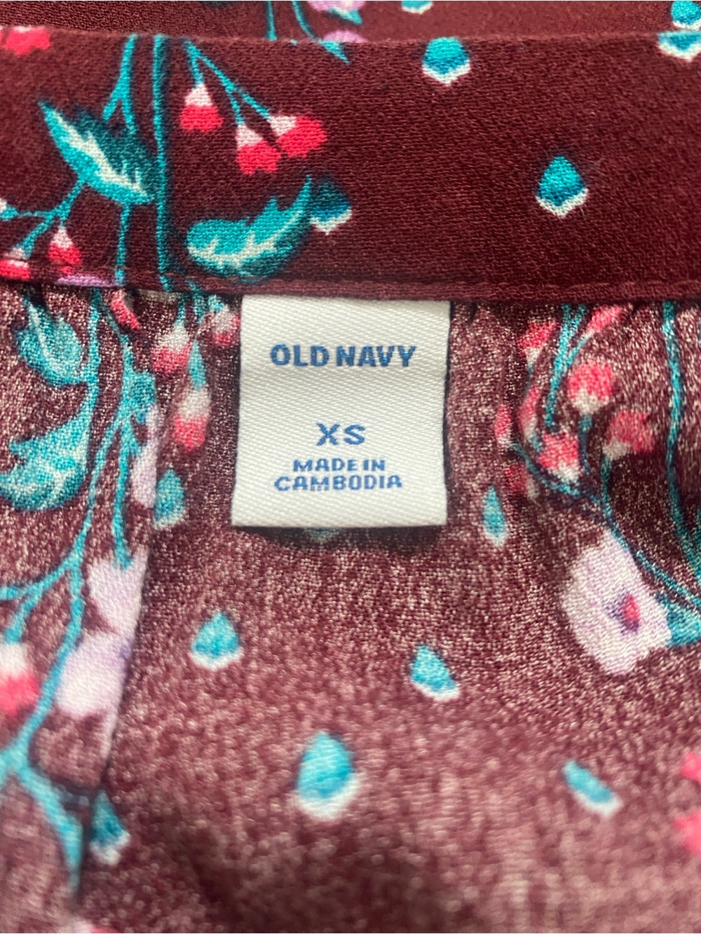 Old Navy Burgundy Floral Square-Neck Long Sleeve Tunic - Picture 4 of 5